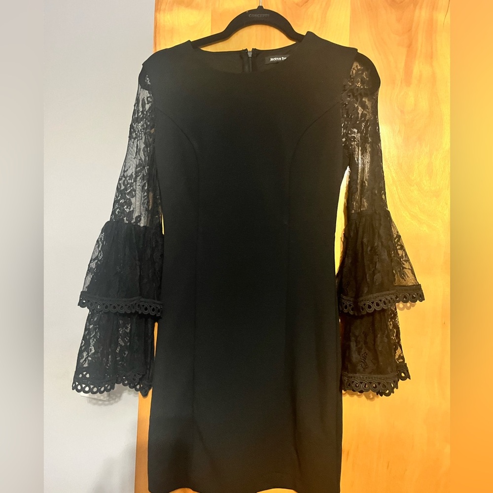 Black Lace Sleeve Mini Dress
